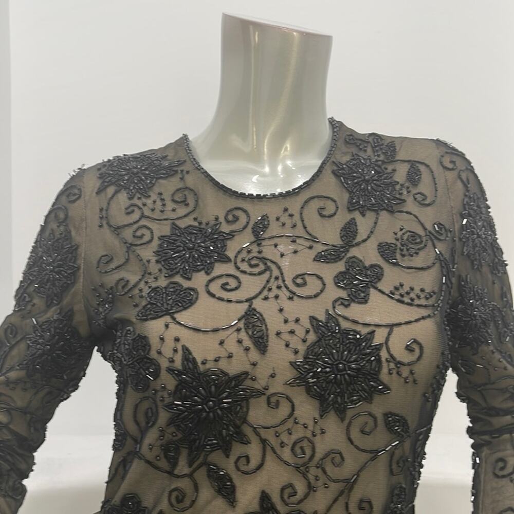 Bob Mackie Special Occasion Beaded Long Sleeve  Bodysuit Black Size S - Picture 5 of 14